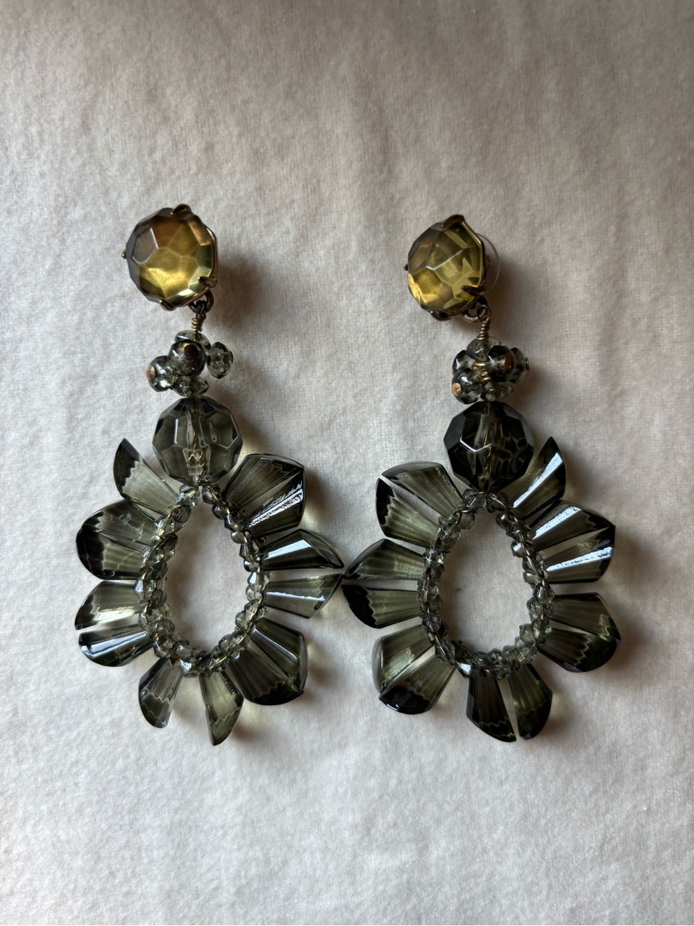 J. Crew Smoky Crystal Floral Drop Earrings